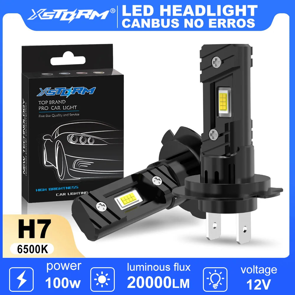 XSTORM 2PCS H7 HA CONDOTTO LA Lampadina Del Faro 100W 20000LM CPS LED Canbus Auto Lampade 6500K HA CONDOTTO Le Luci Lampadina Per Auto 12V Camion Faro