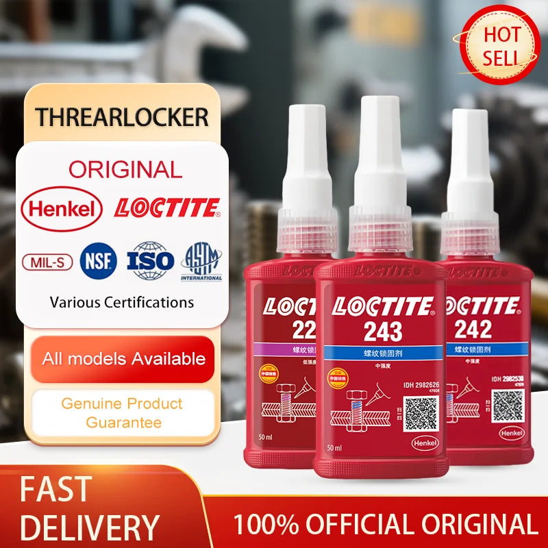 100% originale Loctite 243 242 222 262 263 270 271 277 290 Colla per viti 50ml Frenafiletti Colla anaerobica Fissatore per viti