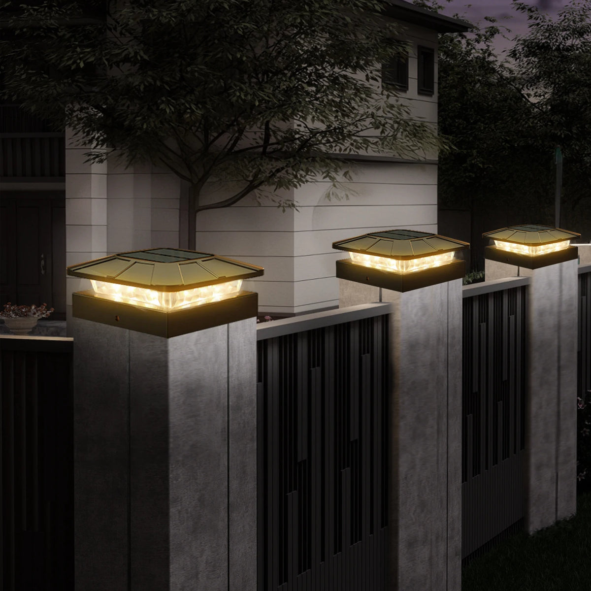 Luci solari per pali da bancaria 3 modalità di illuminazione Luci per pali per recinzione da ponte adatte per pali in vinile in legno 4x4 per decorare il portico del patio