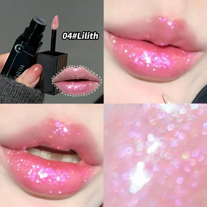 Rossetto Nero Opaco Scintillante Rosso, Lucidalabbra Punk Gotico, Trucco di Halloween, Rossetto in Mousse, Rossetto Impermeabile Anti-sbavature, Tinta Labbra