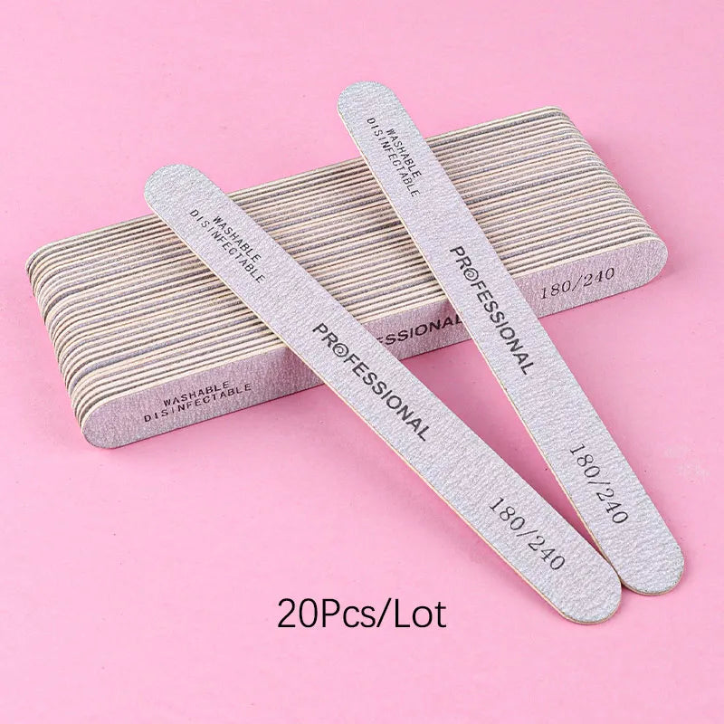 10 pz Lima per unghie 100/180 Tampone per unghie in legno Carta vetrata professionale Lime per smalto gel per unghie Forte spessore Levigatura grigia Strumenti per manicure