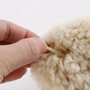 SPTA 1PC Sfera Lucidante in Lana Naturale da 4 Pollici (100mm) con Gambo Esagonale per Trapano Elettrico, Lucidatrice, Taglio, Riparazione Carrozzeria, Tampone Lucidante