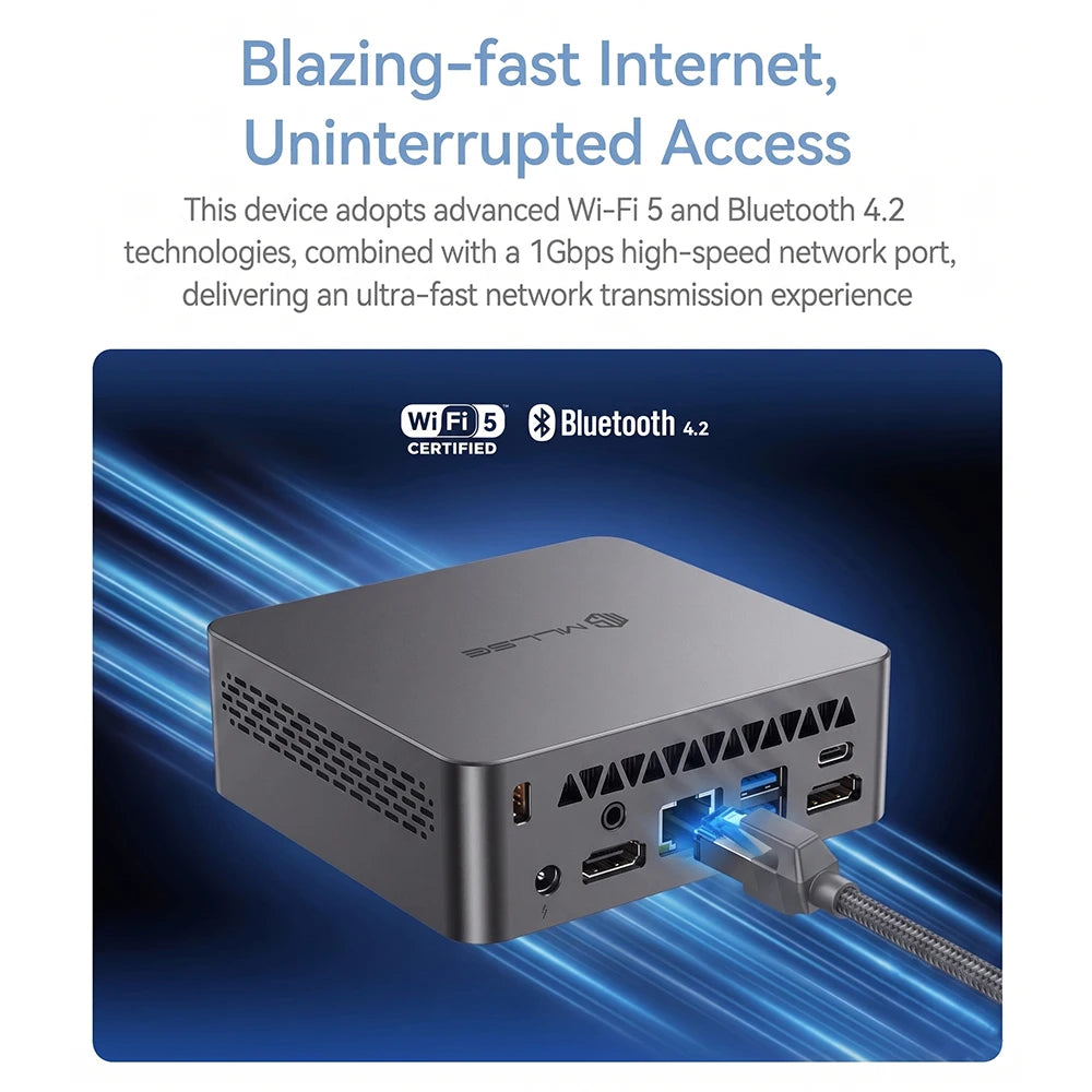 Mini PC MLLSE M2 con Intel Core i3-4030U, 8GB di RAM DDR3, SSD da 128GB, Wi-Fi 5, Bluetooth 4.2, Windows 10 , Mini Computer Desktop