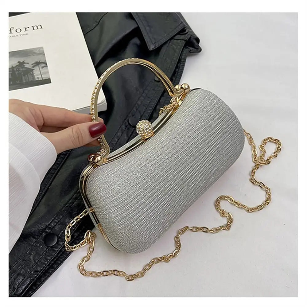 Borsa da sera da donna con perline da sposa Borsa da pranzo Borse a tracolla a catena Elegante pochette con strass Borsa da sera a forma di uovo