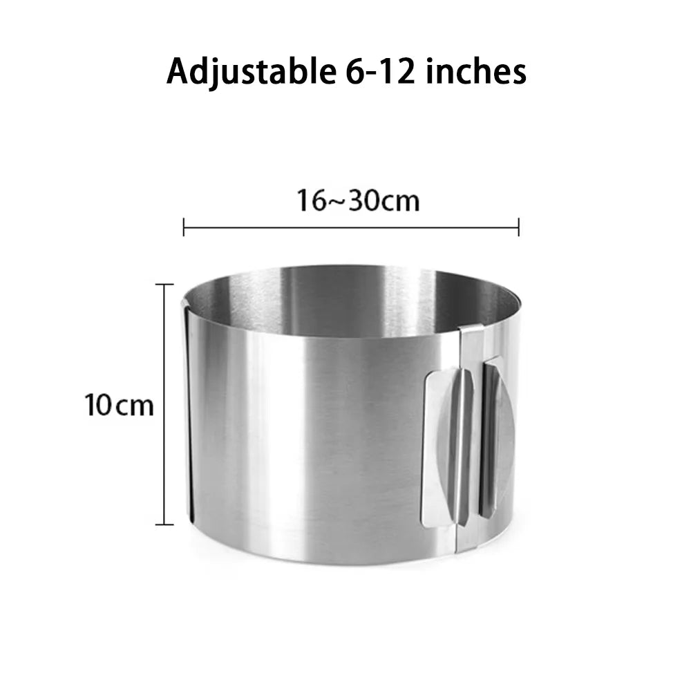 Stampo per torta rotondo in acciaio inossidabile regolabile da 6 a 12 pollici di altezza 6-15 cm con anello da forno per stampo in scala precisa per la cottura di mousse
