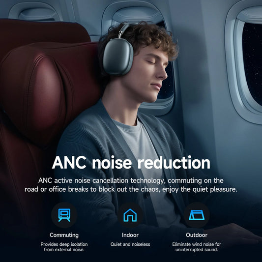 Cuffie Bluetooth HOCO W65 Plus con cancellazione del rumore ANC, auricolari wireless over-ear, suono Hi-Fi, cuffie sportive con pulsante.