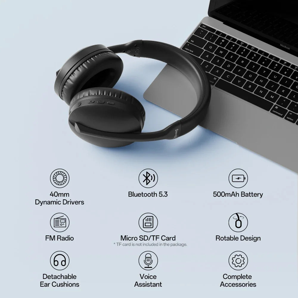 Oneodio SuperEQ S6001 Cuffie Bluetooth Cuffie wireless sopra l'orecchio con modalità Micro SD/Scheda TF/Radio FM Cuffie HiFi stereo