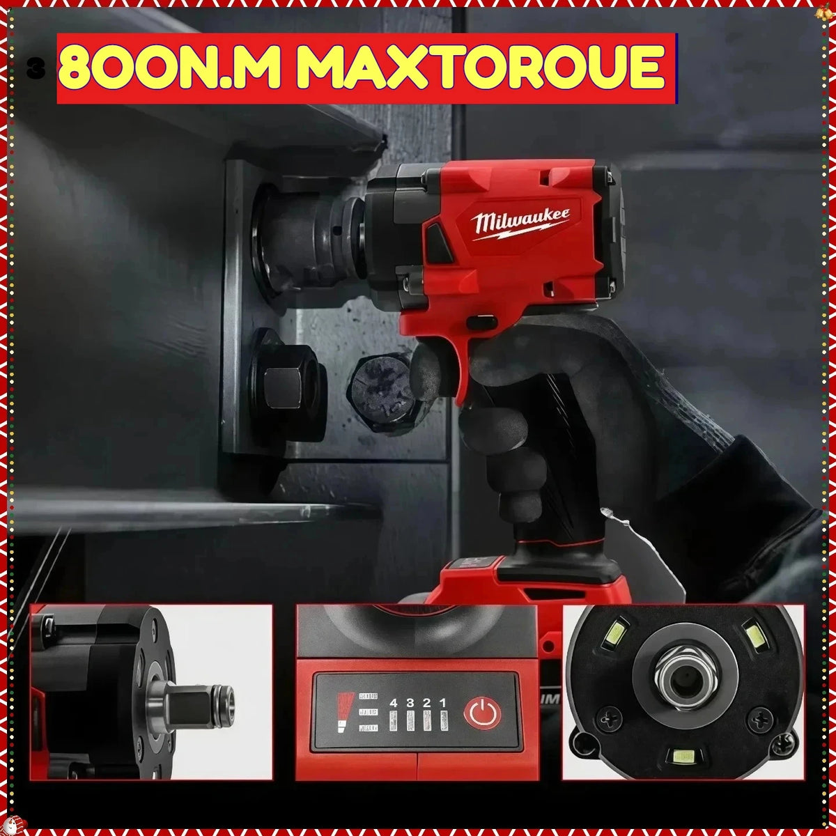 Milwaukee M12 M18 FUEL Avvitatore a impulsi elettrico senza spazzole 1/2 pollice 2800RPM 400Nm di coppia - Controllo della velocità a passo continuo con luce LED