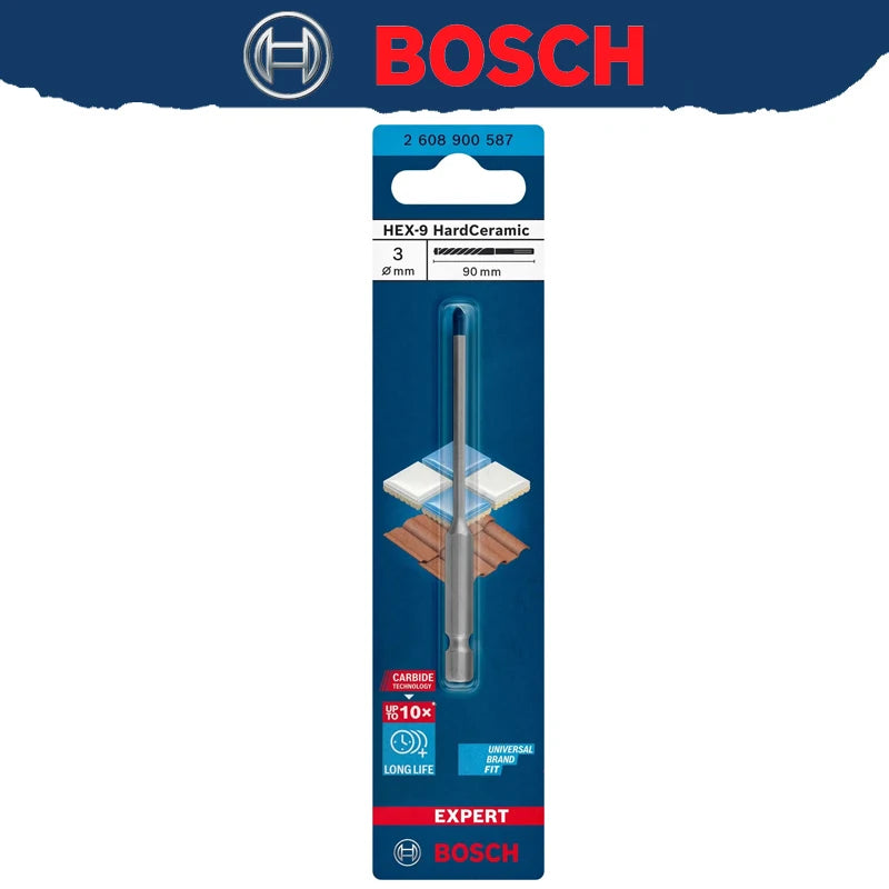BOSCH EXPERT HEX-9 Punta da trapano in ceramica dura 10X Lunga durata Punta da trapano per pietra in materiale ad alta durezza 2608900590 2608900588