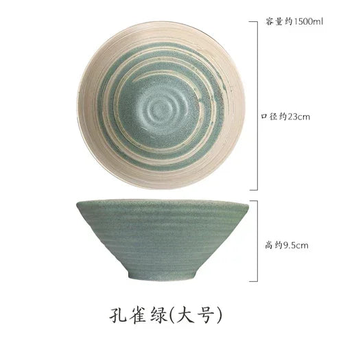 Ciotola giapponese Ramen ciotola per uso domestico di grandi dimensioni e Set di stoviglie per piatti ciotola in ceramica ciotola Ajisen ciotola per minestra di pasta di manzo