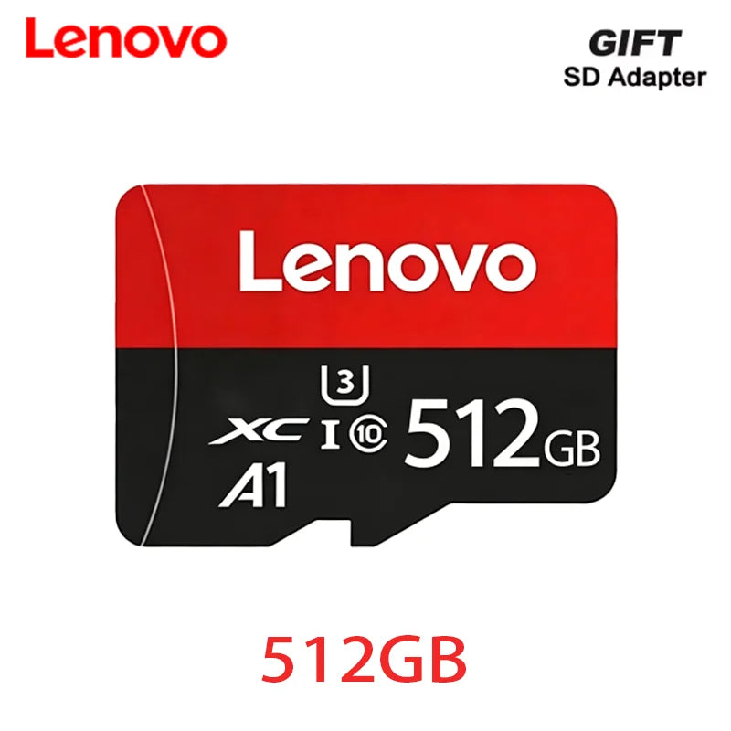Scheda di memoria SD Lenovo ad alta velocità, 1 TB, 512 GB, scheda di memoria flash TF, 128 GB, 64 GB, classe 10, U3, per registrazione in 4K, resistente agli urti, per fotocamere, tablet e console.