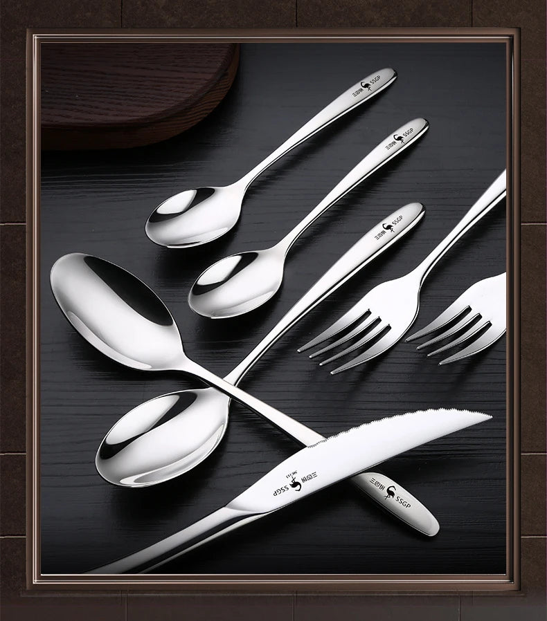 Set di Posate in Acciaio Inossidabile 316L Certificato LFGB, Forchetta Antibatterica al 99,9% e Coltello con Lama Ultra Affilata, Stoviglie per Banchetti