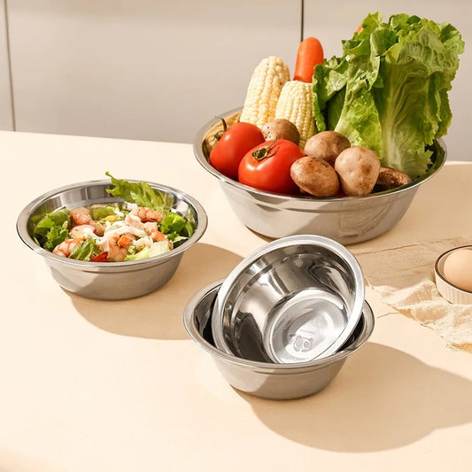 Ciotole Rotonde per Noodles Lamian di Grande Capacità, Resistenti e Spesse, Ciotole per Riso per Bambini, Ciotole per Frutta e Insalata in Acciaio Inox 304, Lavabili in Lavastoviglie