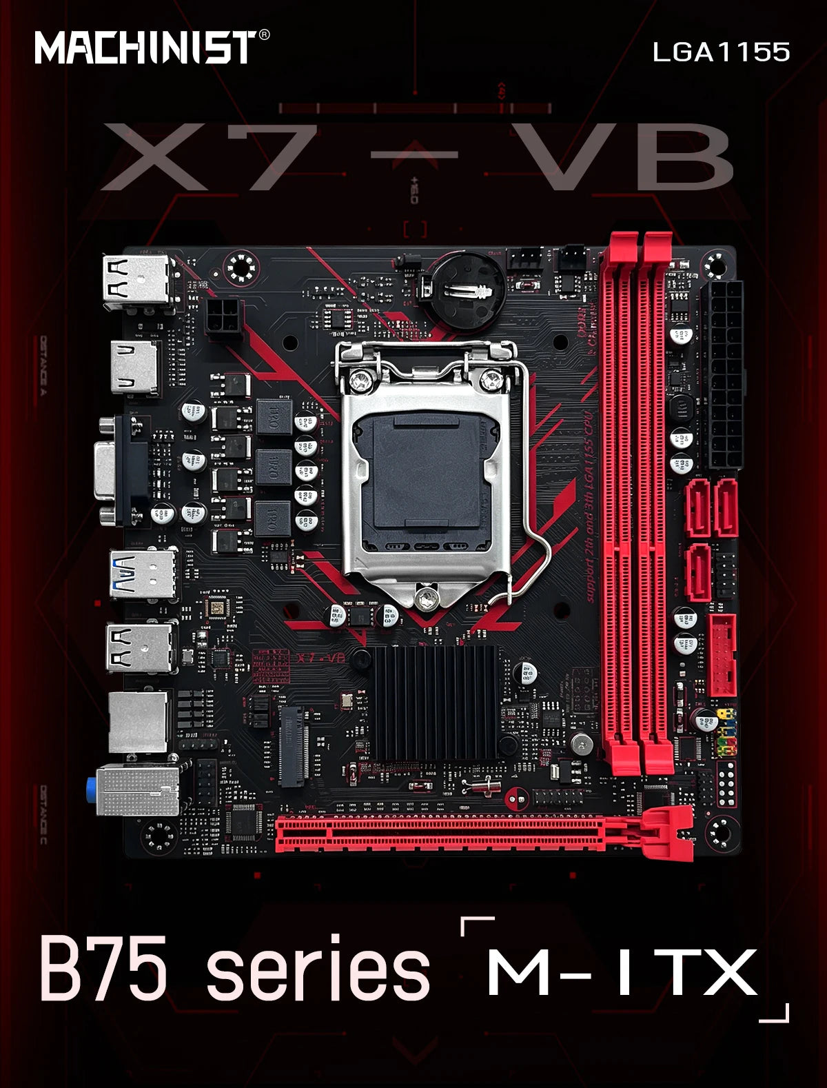 Scheda madre MACHINIST B75 X7 VB LGA1155 Supporto Dualchannel DDR3 RAM CoreI3/I5/I7 CPU 2/3Gen per computer da gioco USB3.0 SATA3.0