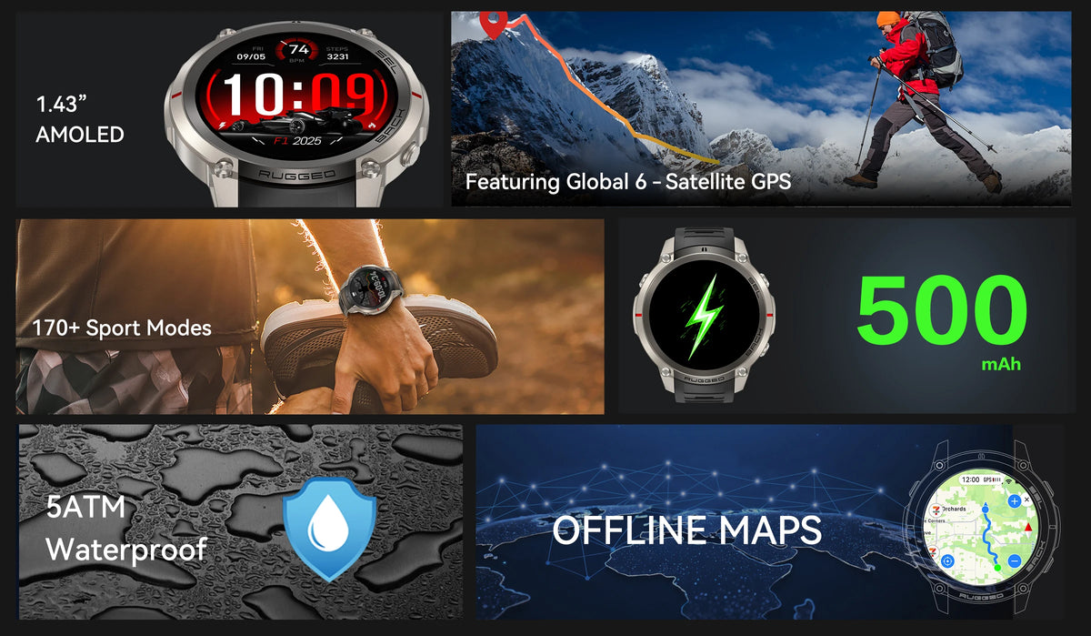 2026 NUOVO Smartwatch con Mappe Offline per Uomo, Display AMOLED HD da 1,43 Pollici, GPS Esterno Integrato, Bussola, Altimetro, Impermeabile 5ATM, Orologio Sportivo per Nuoto, Ciclismo e Corsa