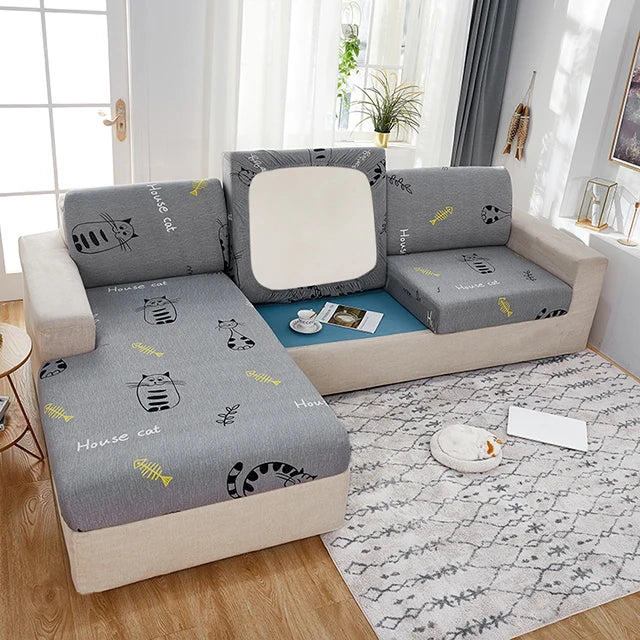 Stampa in spandex Fodera per cuscino per divano elasticizzato Fodera per sedia Animali domestici Protezione per mobili per bambini Fodera rimovibile lavabile 1/2/3/4