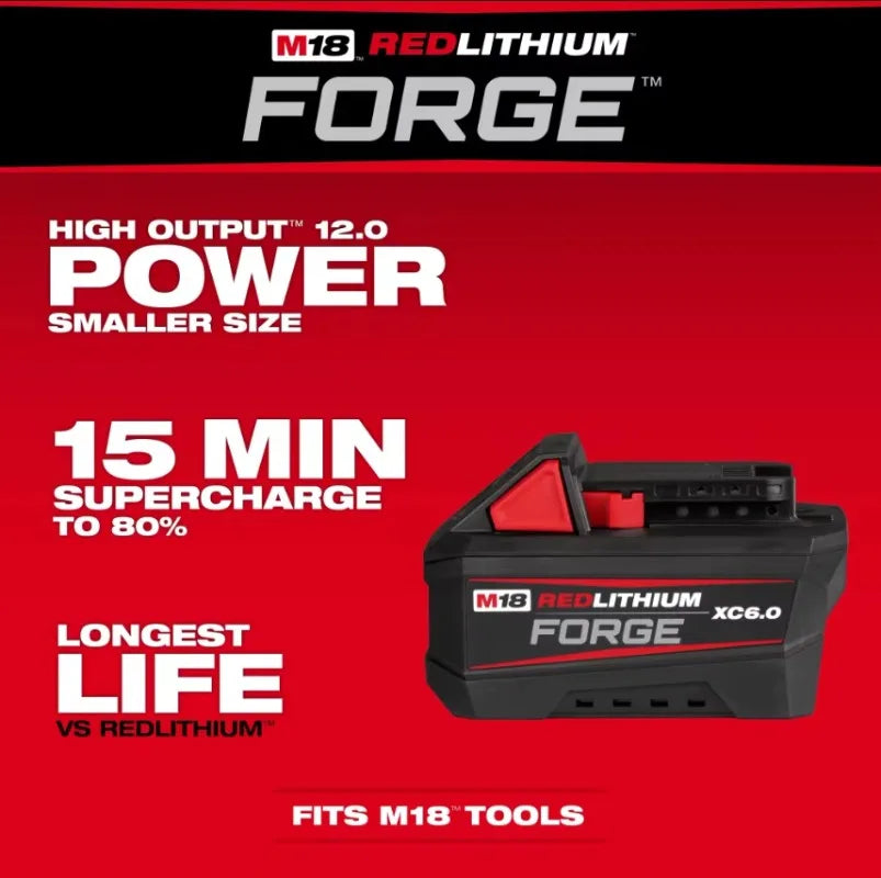 Milwaukee 100% M18 REDLITHIUM FORGE 6.0 Batteria – Ioni di Litio Standard, 18V, 48-11-1861 Per Tutti gli Utensili Elettrici a Batteria della Serie M18
