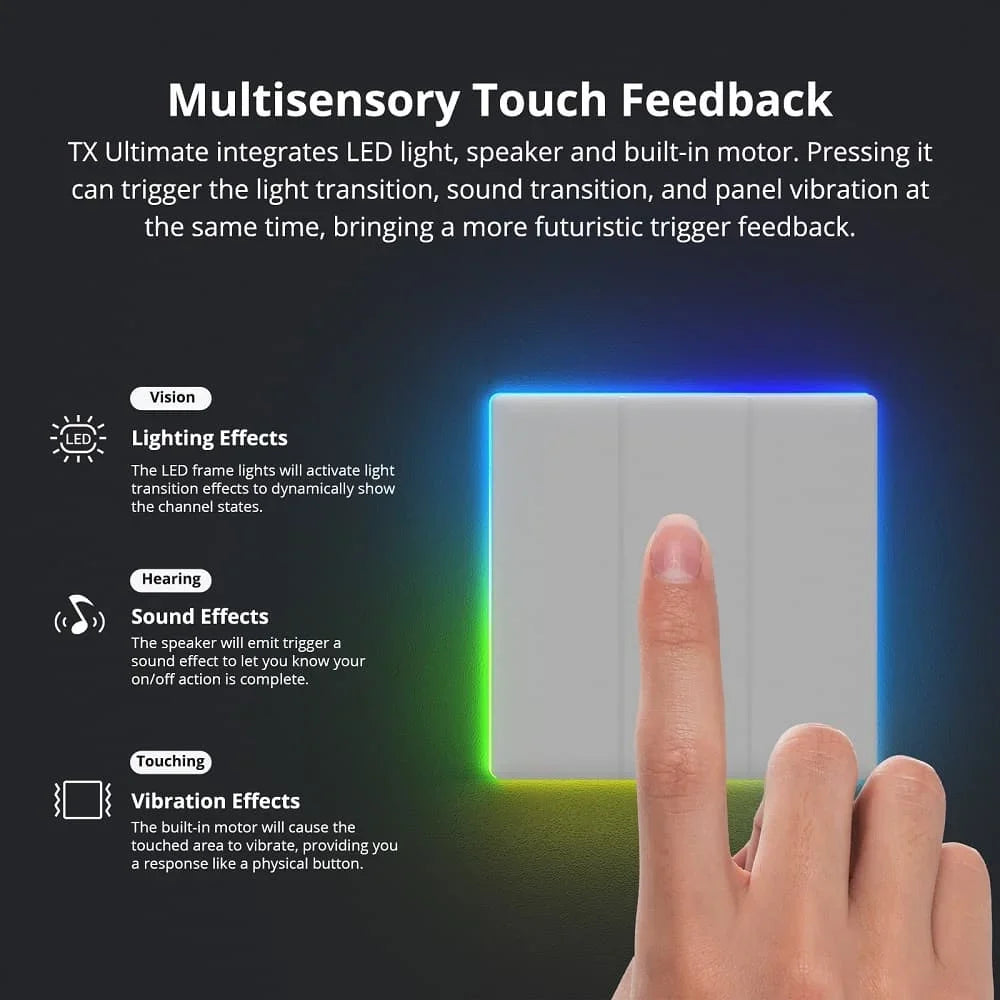 Sonoff TX Ultimate SONOFF T5 Sonoff Interruttore da parete 86/120 Accesso completamente touch Bordo luminoso a LED Multi-sensoriale tramite Alexa Home Smartthings