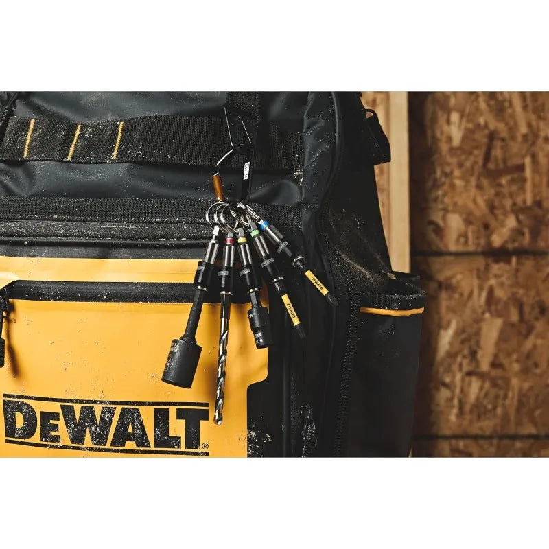 Set di Portabiti a Portachiavi DEWALT, Attacco Esagonale da 1/4'', Portabiti in Metallo Autobloccante Durevole, DWAFHLDKC5