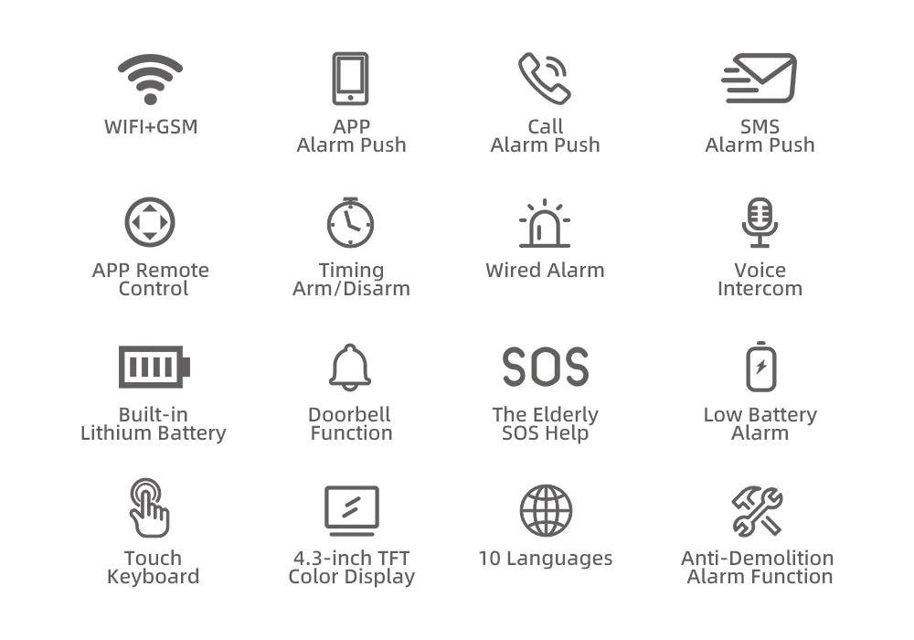 PG109 Sistema di Allarme Antifurto WiFi GSM da 4,3 Pollici per Casa, Compatibile con App Tuya, Controllo con Display della Temperatura