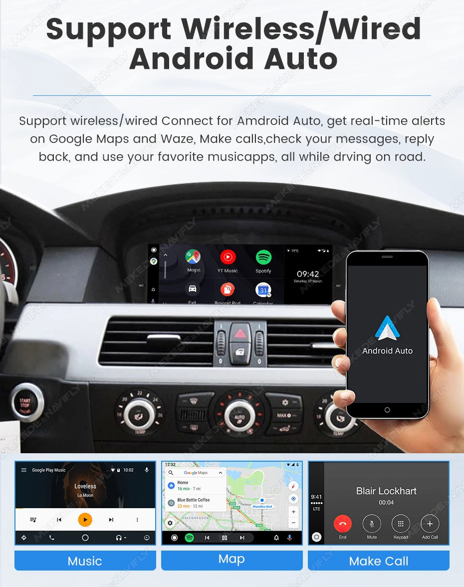 MEKEDE 8.8/9.3" Linux QLED 1920x720 HD Touchscreen Compatibile OEM Wireless CarPlay Android Auto Mirroring WiFi BT Aggiornamento OTA Per BMW E60 E61 E63 E64 E90 E91 E92 E93