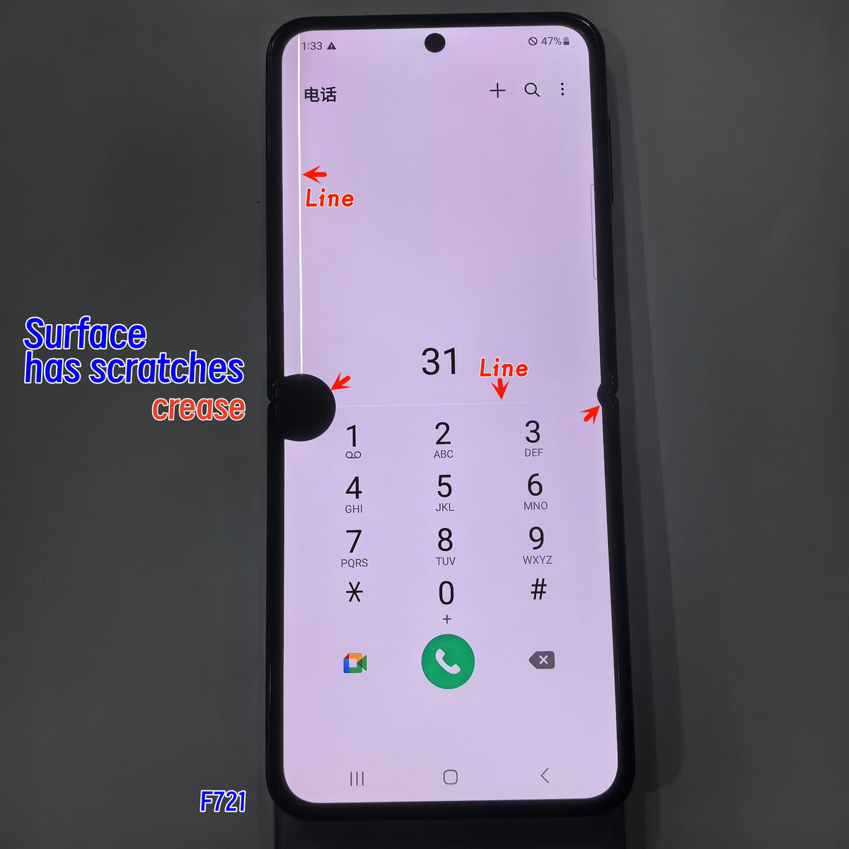 Display LCD Super AMOLED da 6.7'' 100% Testato per Samsung Z Flip 4 SM-F7210 F721 F721W F721U, Schermo Touch Sostitutivo Con Difetti