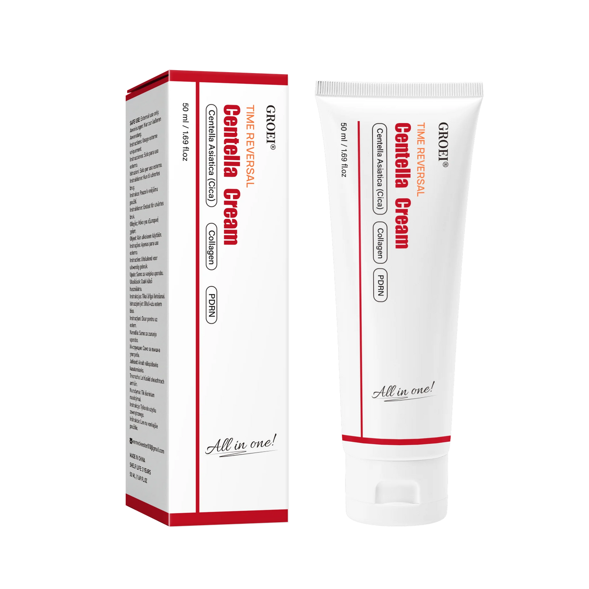 Crema Viso al Collagene e Centella, Idratante con Acido Ialuronico, Leggera, per una Pelle Liscia, Morbida ed Elastica, Nutriente e Illuminante