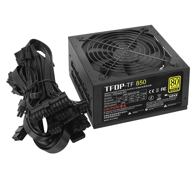 Alimentatore oro 850w 80 Plus 110V/220V Sorgente PC PFC attivo modulare completa per alimentatore per computer da gioco Alimentatore video
