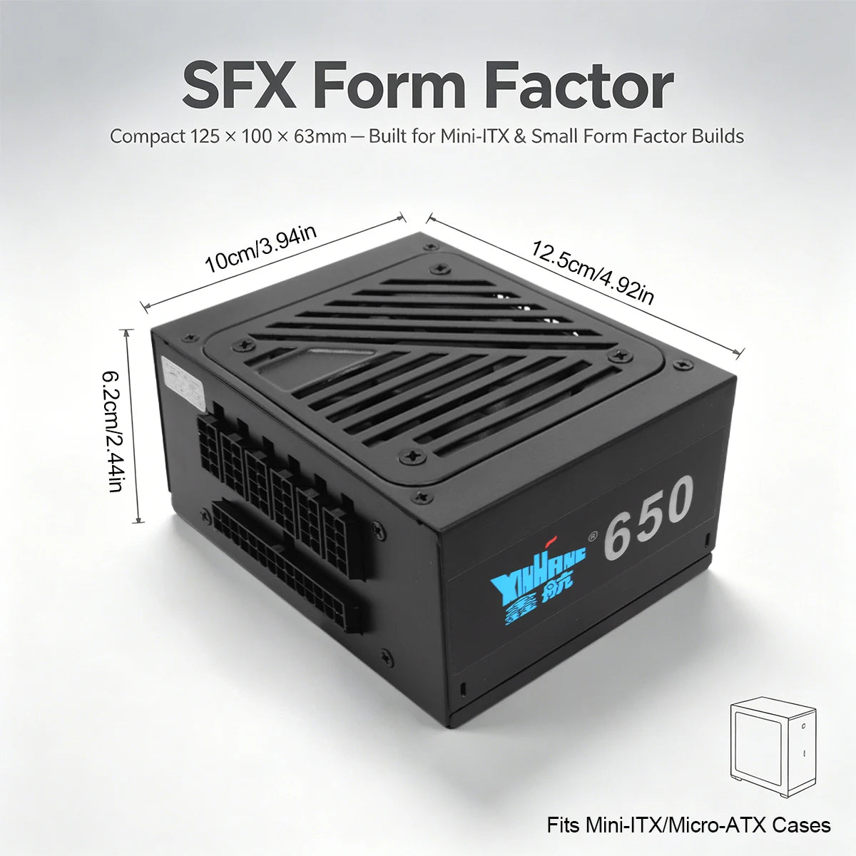 Alimentatore Max 650W SFX Mini ITX Completamente Modulare per Computer 110V~240V 8CM Controllo Intelligente della Temperatura Ventola Silenziosa