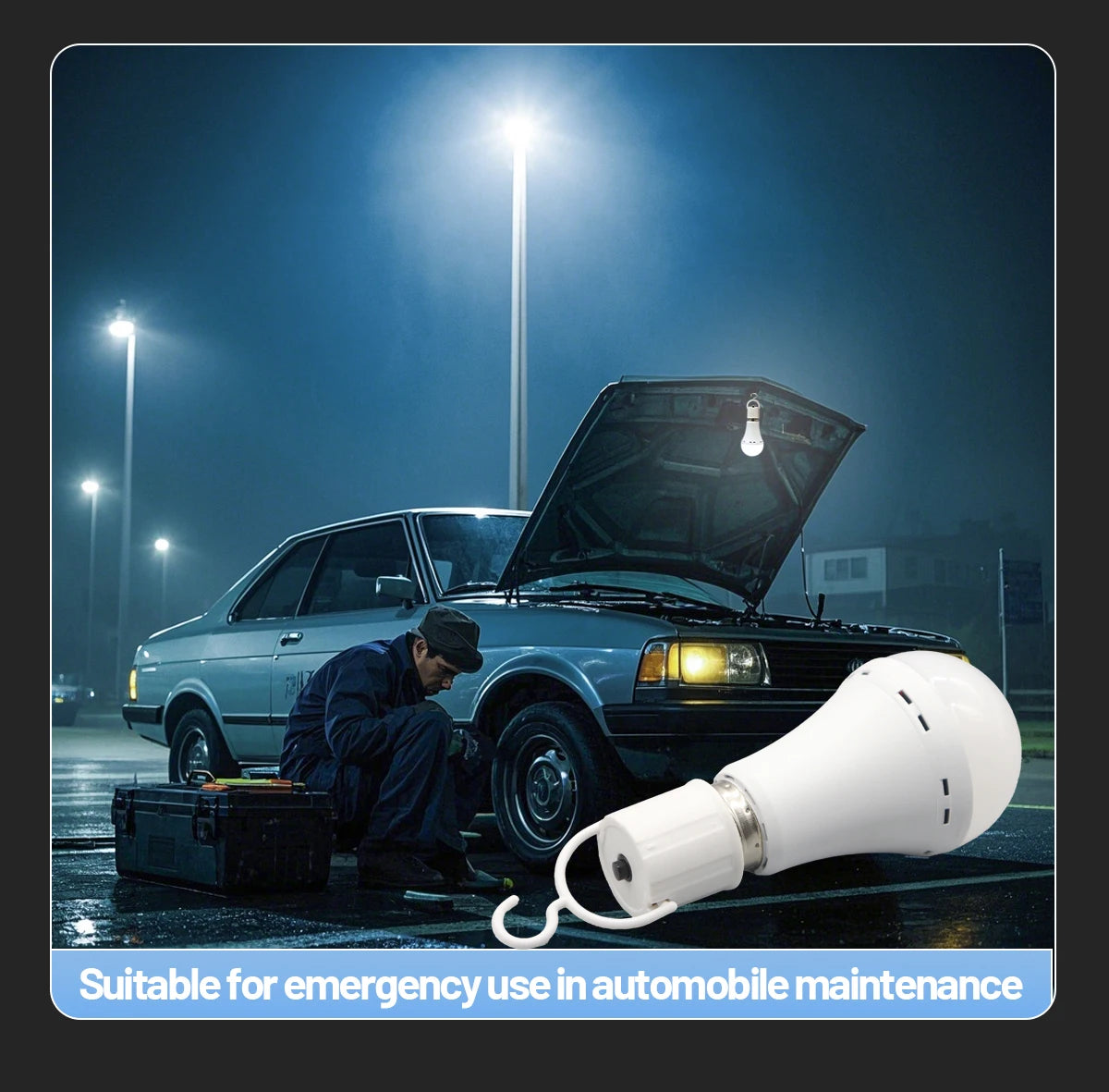 Lampadina LED ricaricabile E27 7W 1500mAh 220V 110V Lampadina di emergenza per alimentazione domestica Lampada da giardino per portico da campeggio in guasto all'aperto
