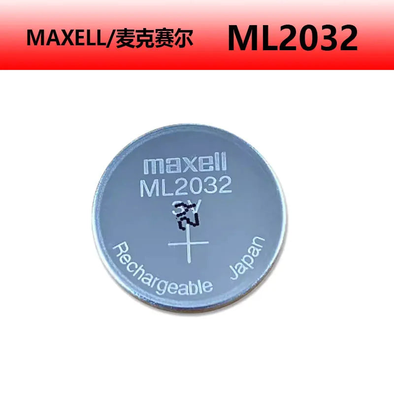 Batteria a bottone ricaricabile al litio Maxell ML2032 con terminali per saldatura, 3V, distanza tra i piedini 20 mm, per schede madri CMOS