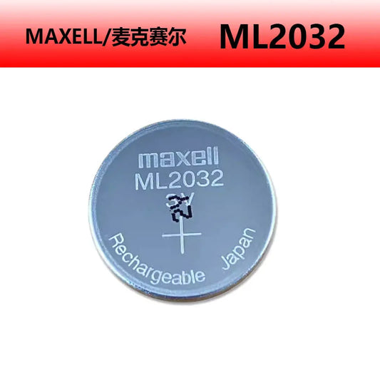 Batteria a bottone ricaricabile al litio Maxell ML2032 con terminali per saldatura, 3V, distanza tra i piedini 20 mm, per schede madri CMOS