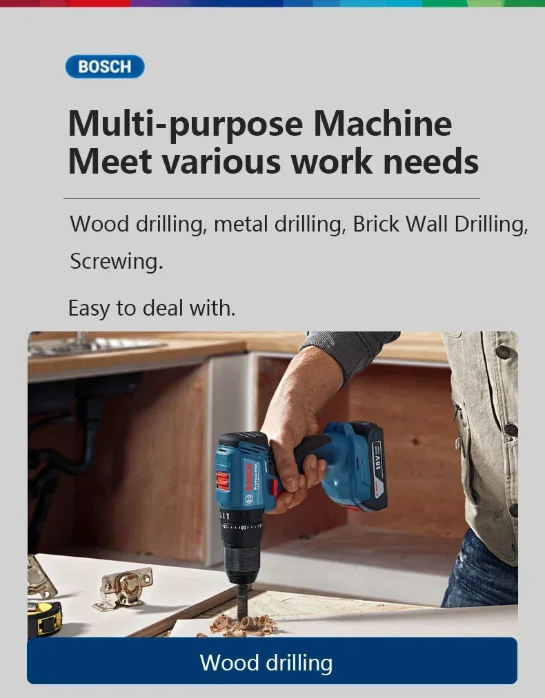 Trapano avvitatore a impulsi senza fili Bosch GSB 185-LI 18V, motore brushless, 1900 giri/min, cacciavite elettrico multifunzione, utensili elettrici (senza batteria)