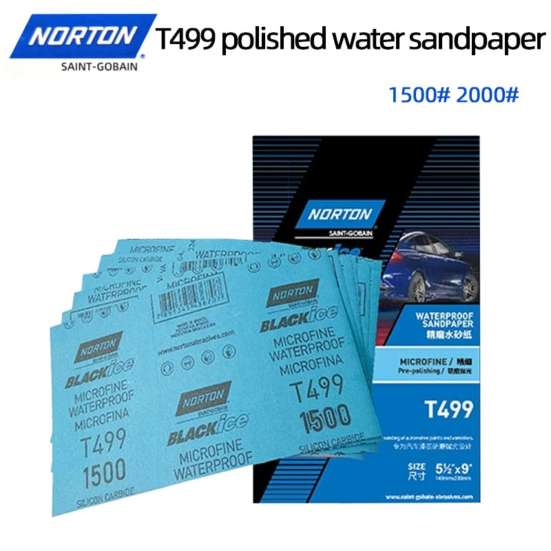 NORTON T499 Finitura per auto Lucidatura Grana 1500/2000 Bellezza Graffi Rettifica a secco Carta vetrata abrasiva ad acqua fine