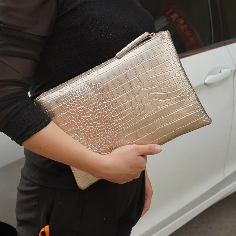 Borsa Clutch da Donna in Pelle PU Effetto Coccodrillo, Pochette da Sera a Busta, Nuova Collezione 2026, Borsa a Mano Femminile, Pochette da Donna