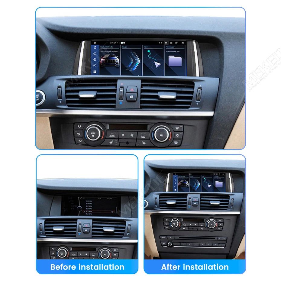 Mekede, autoradio Android da 8,8 pollici, stile originale, con CarPlay wireless e Android Auto, sistema multimediale per BMW X3 F25 e X4 F26 (2014-2016), sistema NBT, 4G LTE, WiFi, Bluetooth, navigazione GPS, lettore video 4K