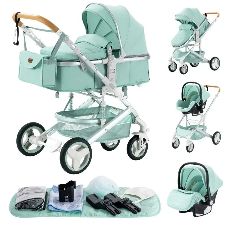 Nuovo passeggino di lusso 3 in 1 carrozzina da viaggio portatile pieghevole carrozzina alta paesaggio telaio in alluminio passeggino neonato