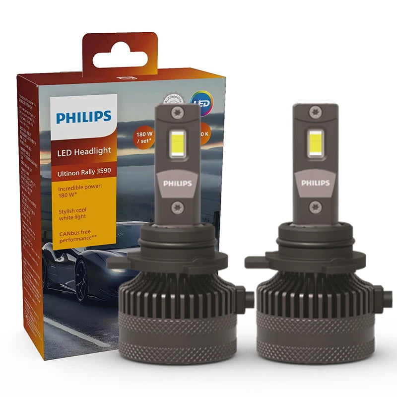 Philips LED 15000lm Ultinon Rally 3590 H4 H7 H8 H11 HB3 HB4 H19 HIR2 H1 Faro per auto 6500K Bianco Potenza massima 180W 12V 4200K U359N