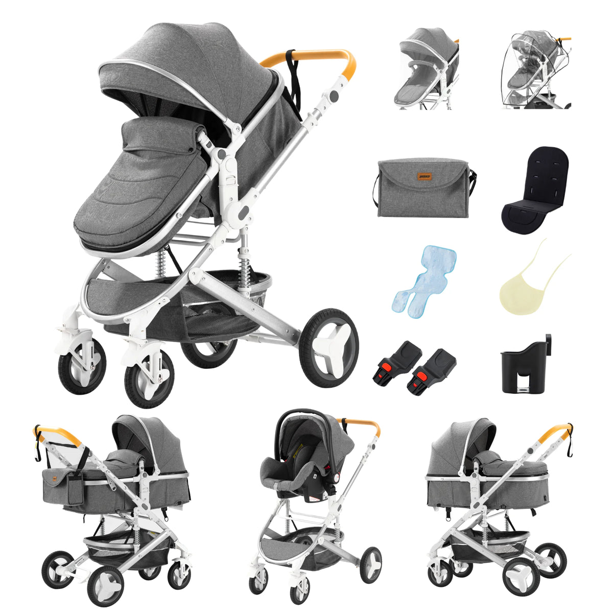 Passeggino 3 in 1 Passeggino multifunzionale Facile da viaggio pieghevole Seggiolino di sicurezza per carrozzina portatile Standard UE Spedizione gratuita
