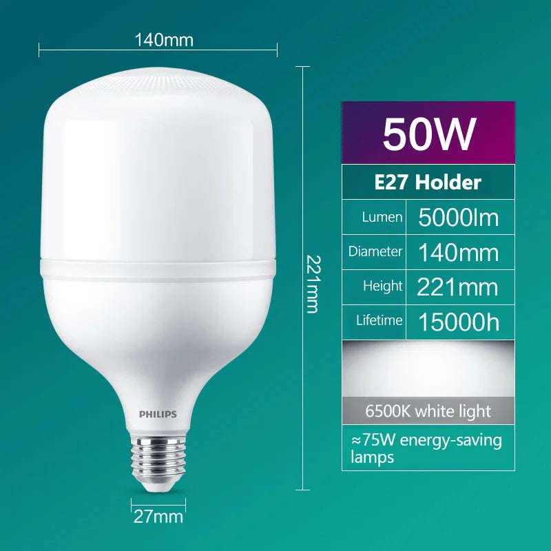 Philips LED E27 E40 TrueForce Core 24W 30W 40W 50W 65W Lampadina a forma di T 6500k Luce bianca brillante 220V-240V Lampada da strada a LED Sostituisci HID