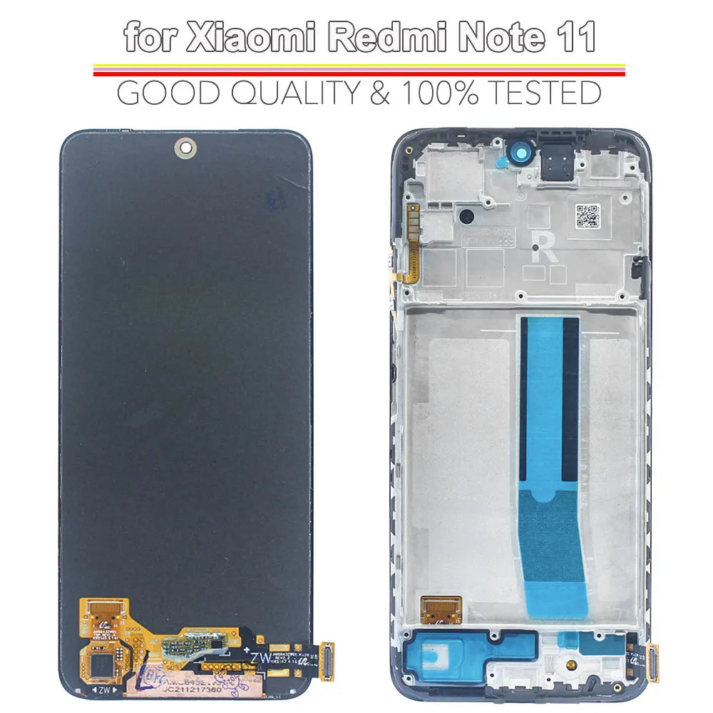 Display LCD da 6,43 pollici per Redmi Note 11 4G, ricambio digitalizzatore touchscreen per 2201117TY 2201117TG, schermo LCD con cornice