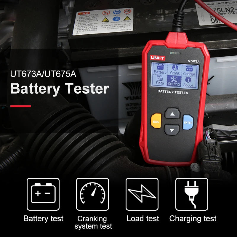 UNI-T UT673A UT675A Tester per batteria automobilistica controllore digitale con stampante Tester di carico per batteria per auto professionale 12V 24V