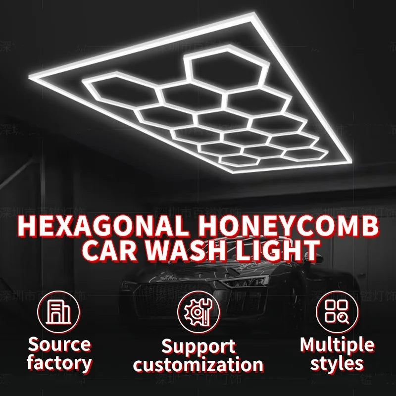 14 griglie con telaio luci da garage esagonali 6500K 672W a nido d'ape led per officina barbiere palestra soffitto negozio seminterrato