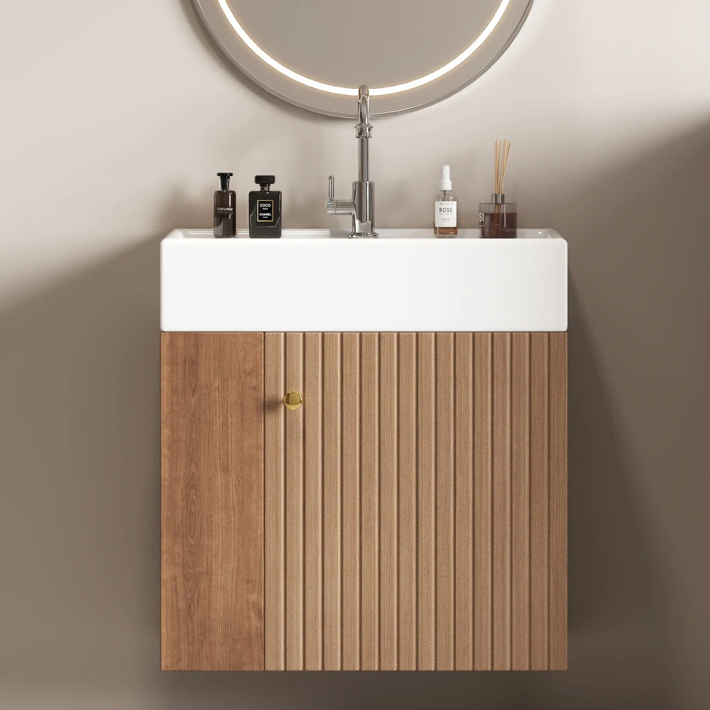 Mobile bagno sospeso con lavabo 55 × 31 × 66,5 cm e vani laterali