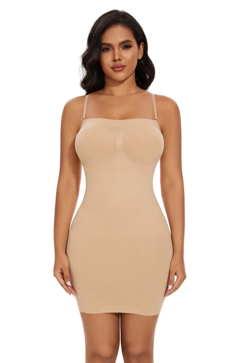 Abito modellante sexy da donna con spalle scoperte, aderente, senza spalline, intimo, compressione liscia, modellante per il corpo, vita dimagrante