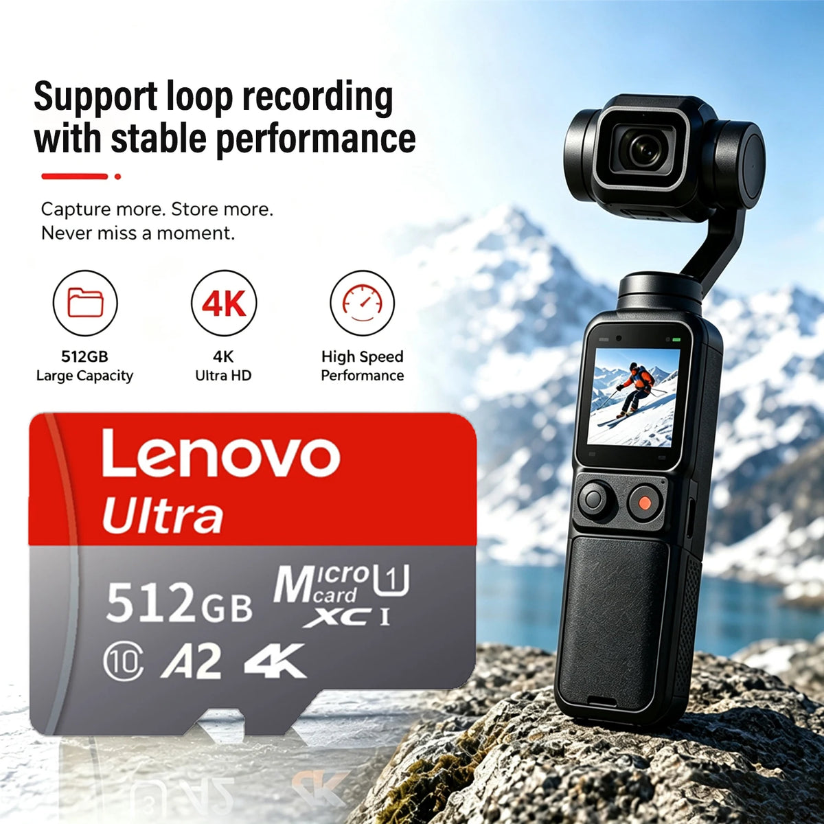 Scheda di memoria Lenovo da 1 TB, scheda di memoria ad alta velocità da 128 GB, scheda Micro SD da 512 GB e 256 GB, classe 10, scheda TF per smartphone, tablet e droni.