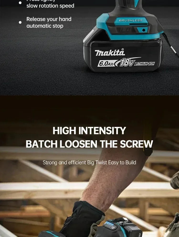Makita DTD173 Blu 18V Avvitatore a Impulsi Brushless agli Ioni di Litio, Utensile Multifunzione, Trapano, Utensile Elettrico con Batteria 18650