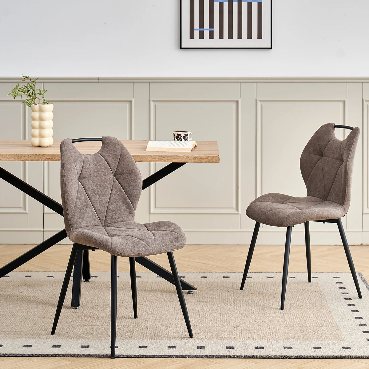 Sedia da pranzo moderna 2/4/6 pezzi, comode sedie imbottite con gambe in metallo per cucina/soggiorno/camera da letto