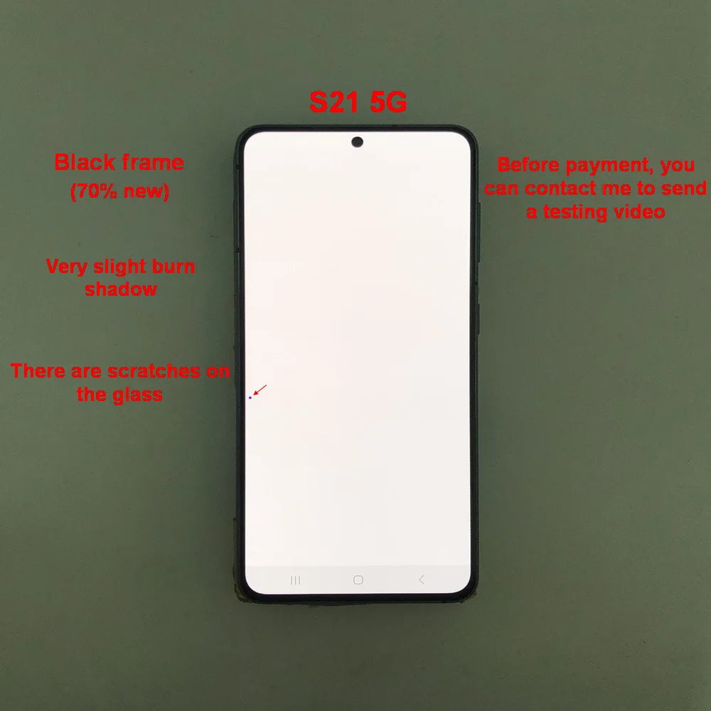 Display LCD Super AMOLED per Samsung S21 5G G990F G991F G991U G991B/DS, Schermo Touch Digitizer 6.2'' con Difetti, Ricambio Schermo