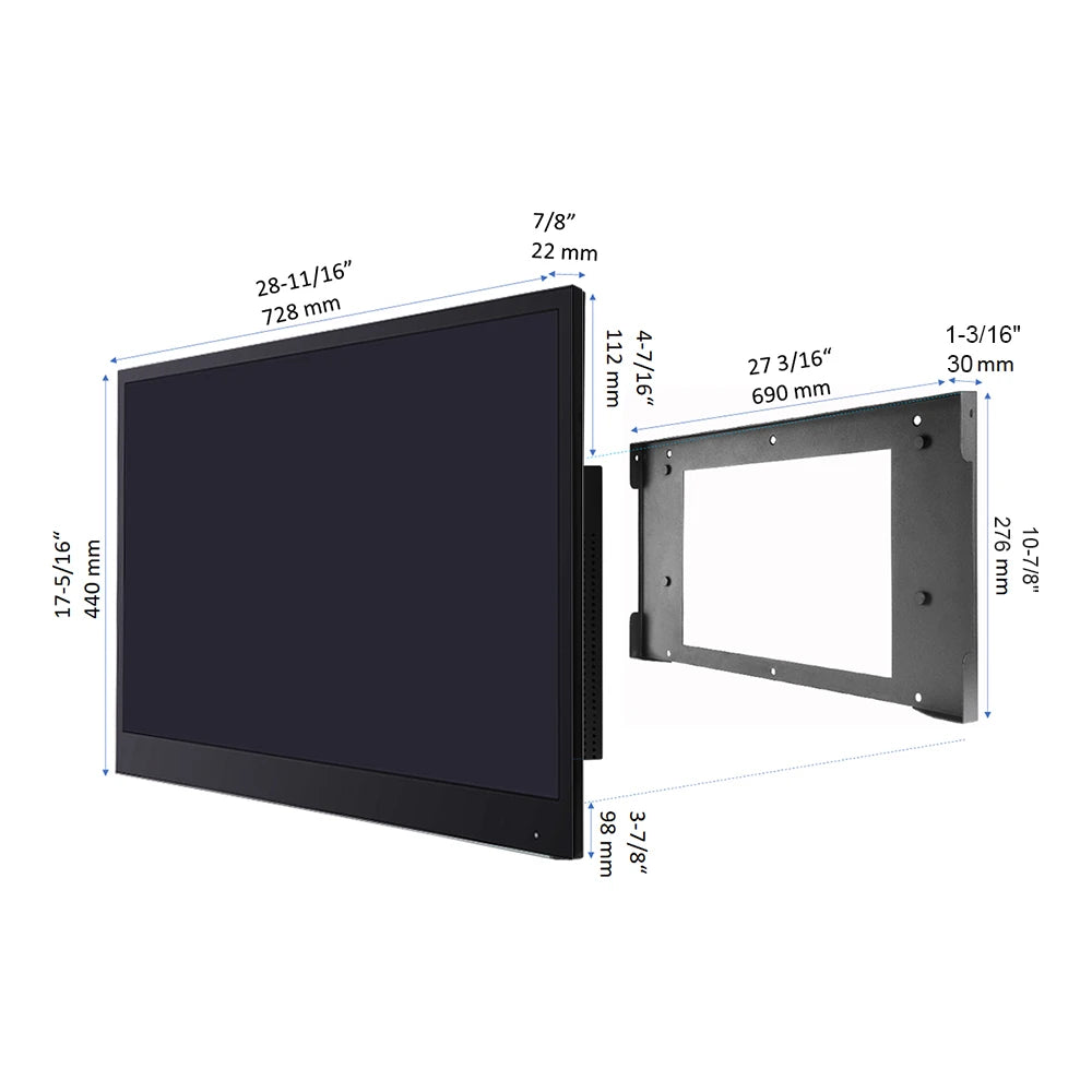 Souria Specchio Intelligente da 32 Pollici con Televisore Impermeabile per Bagno d'Hotel, Design di Lusso, Android, Sintonizzatore TV ATSC DVT-T, T2, C DTV
